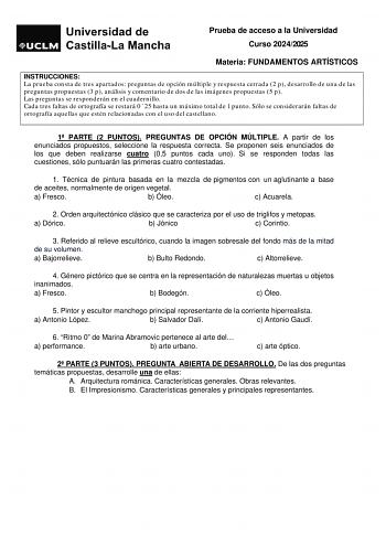 Examen de Fundamentos Artísticos (EvAU de 2025)