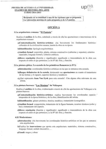 Examen de Historia del Arte (PAU de 2015)