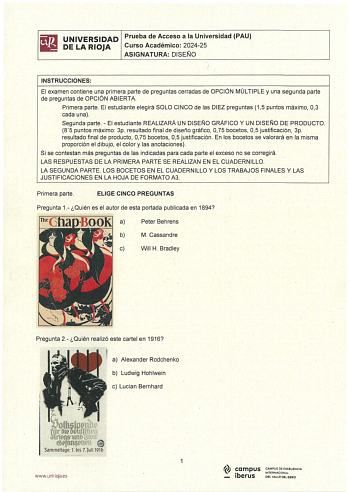 Examen de Diseño (EBAU de 2025)