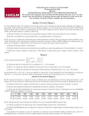 Examen de Matemáticas Aplicadas a las Ciencias Sociales (EvAU de 2021)