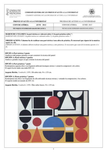 Examen de Técnicas de Expresión Gráfico Plástica (PAU de 2013)
