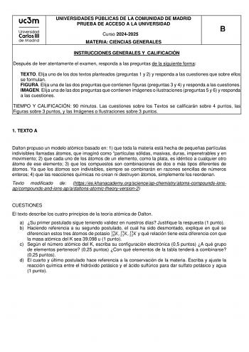 Examen de Ciencias Generales (EvAU de 2025)