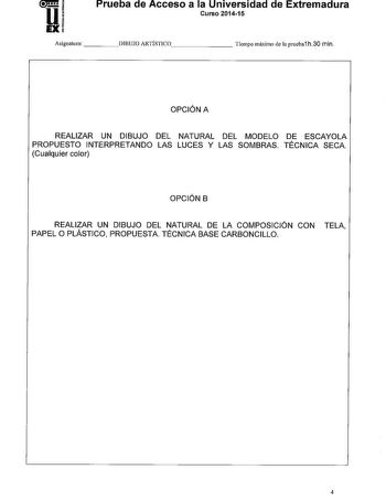 Examen de Dibujo Artístico II (PAU de 2015)