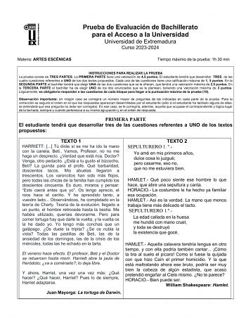 Examen de Artes Escénicas (EBAU de 2024)