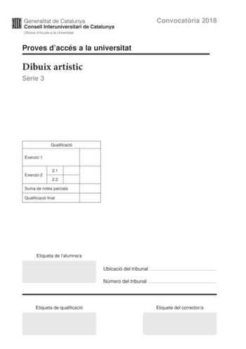 Examen de Dibujo Artístico II (PAU de 2018)