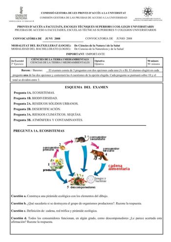 Examen de Ciencias de la Tierra y Medioambientales (selectividad de 2008)