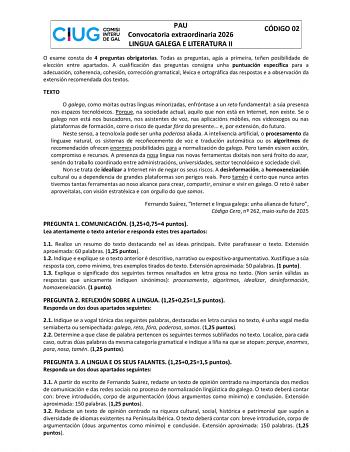 Lengua Gallega y Literatura – ABAU Galicia (2026)