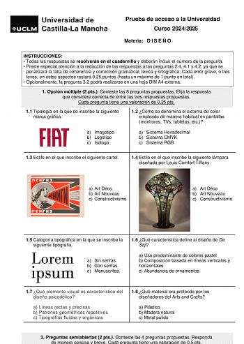 Examen de Diseño (EvAU de 2025)