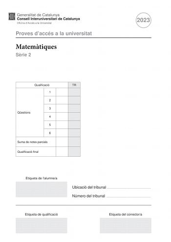 Examen de Matemáticas II (PAU de 2023)