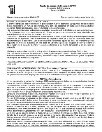 Francés – EBAU Extremadura (2026)