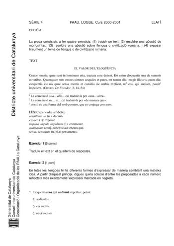 Examen de Latín II (selectividad de 2001)