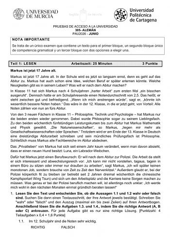Alemán – EBAU Región de Murcia (2026)