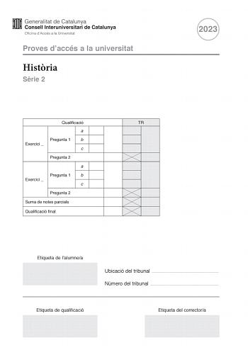 Examen de Historia de España (PAU de 2023)