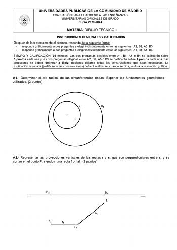 Examen de Dibujo Técnico II (EvAU de 2024)