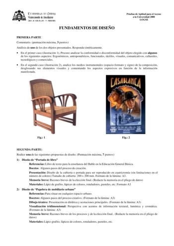 Examen de Diseño (selectividad de 2000)