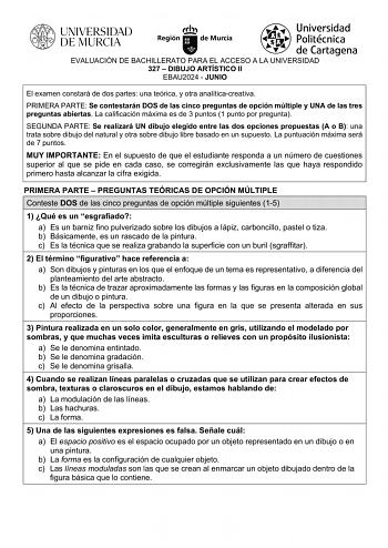 Examen de Dibujo Artístico II (EBAU de 2024)