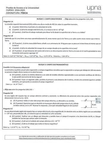 Examen de Física (EvAU de 2025)