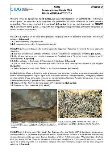 Examen de Fundamentos Artísticos (ABAU de 2024)
