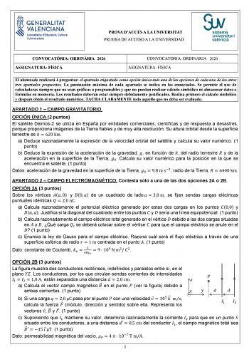 Física – PAU Comunidad Valenciana (2026)