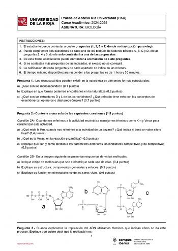 Examen de Biología (EBAU de 2025)