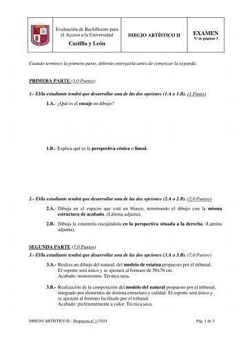 Examen de Dibujo Artístico II (EBAU de 2024)