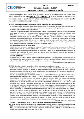 Examen de Francés (ABAU de 2024)
