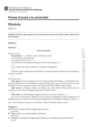 Examen de Historia de España (PAU de 2017)
