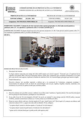 Examen de Tecnología Industrial (PAU de 2016)