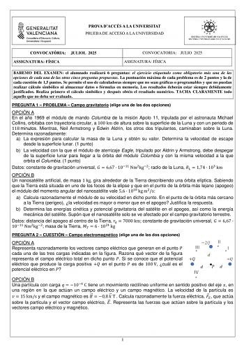 Examen de Física (PAU de 2025)