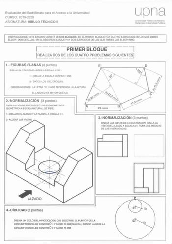 Examen de Dibujo Técnico II (EvAU de 2020)