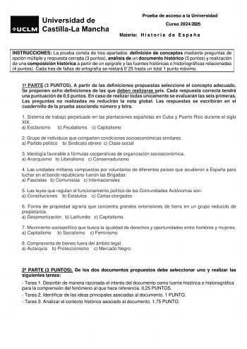 Examen de Historia de España (EvAU de 2025)