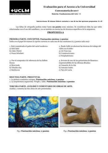 Examen de Fundamentos del Arte (EvAU de 2017)