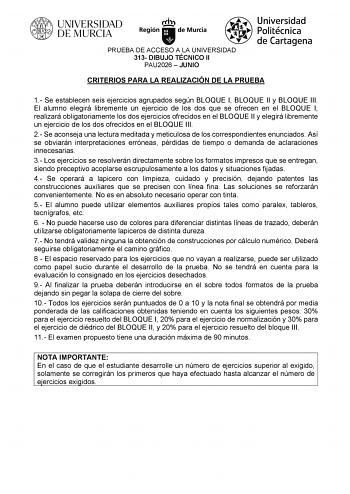 Dibujo Técnico II – EBAU Región de Murcia (2026)