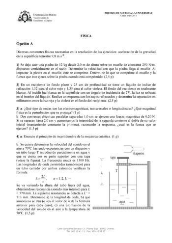 Examen de Física (PAU de 2011)