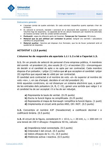 Examen de Tecnología e Ingeniería (PBAU de 2025)