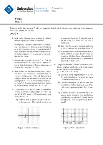 Examen de Física (PAU de 2015)