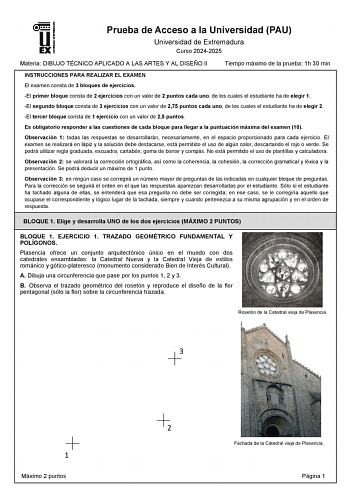 Examen de Dibujo Técnico Aplicado a las Artes Plásticas y al Diseño II (EBAU de 2025)