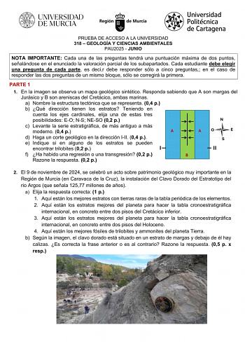 Examen de Geología y Ciencias Ambientales (EBAU de 2025)
