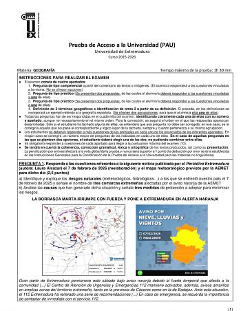 Geografía – EBAU Extremadura (2026)