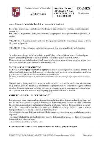 Dibujo Técnico Aplicado a las Artes Plásticas y al Diseño II – EBAU Castilla y León (2026)