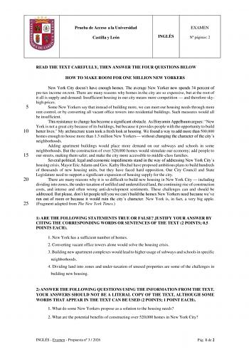 Inglés – EBAU Castilla y León (2026)