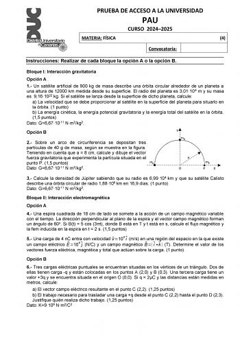Examen de Física (EBAU de 2025)