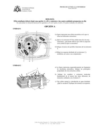 Examen de Biología (PAU de 2011)