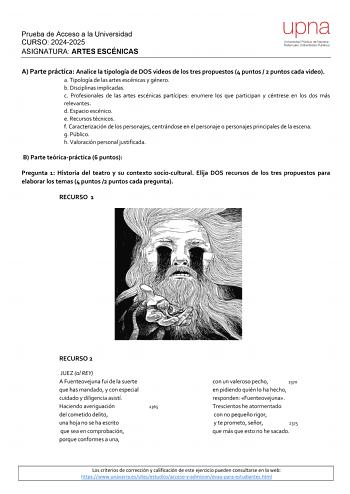Examen de Artes Escénicas (EvAU de 2025)
