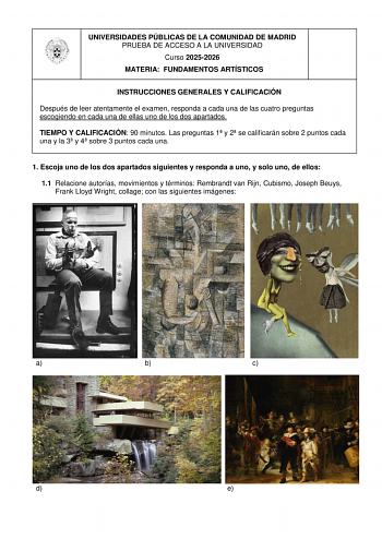 Fundamentos Artísticos – EvAU Comunidad de Madrid (2026)