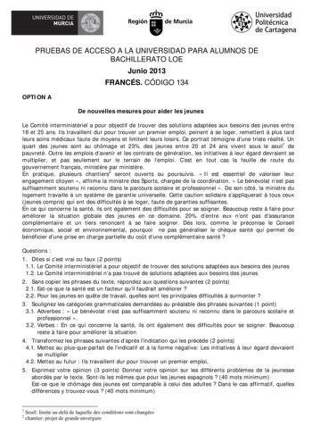 Examen de Francés (PAU de 2013)