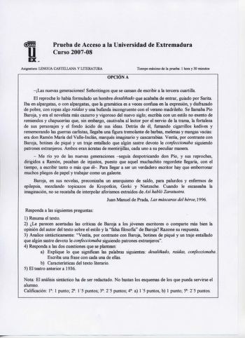 Examen de Lengua Castellana y Literatura (selectividad de 2008)