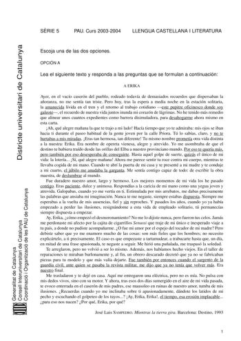 Examen de Lengua Castellana y Literatura (selectividad de 2004)