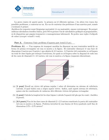 Examen de Matemáticas II (PBAU de 2025)