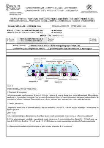 Examen de Tecnología Industrial (selectividad de 2006)